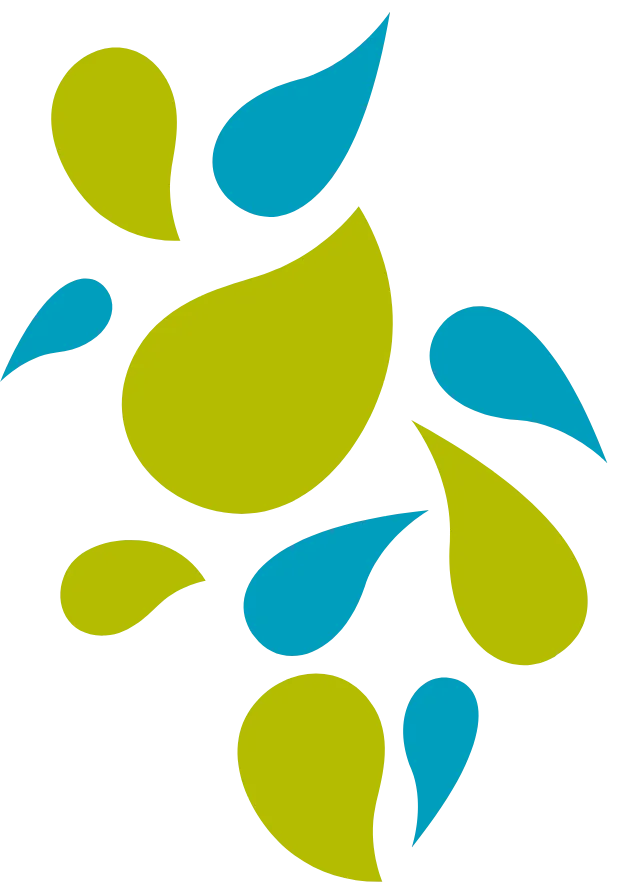 Water droplets top left corner decoration